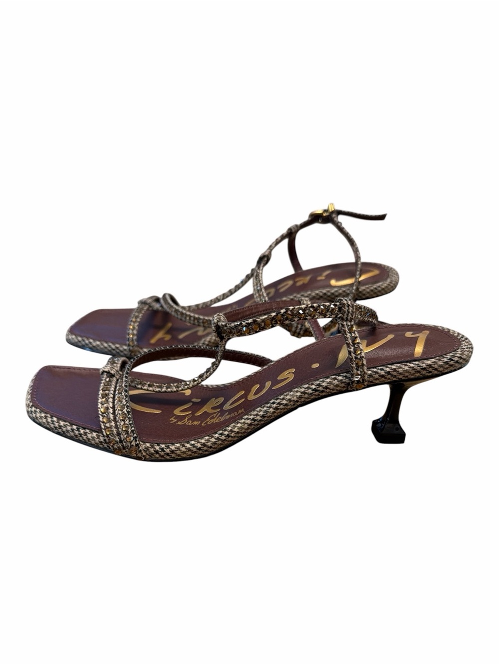 Circus by Sam Edelman Jaida Glitz Rhinestone T-Strap Kitten Heel Sandals 7 - Picture 5 of 8